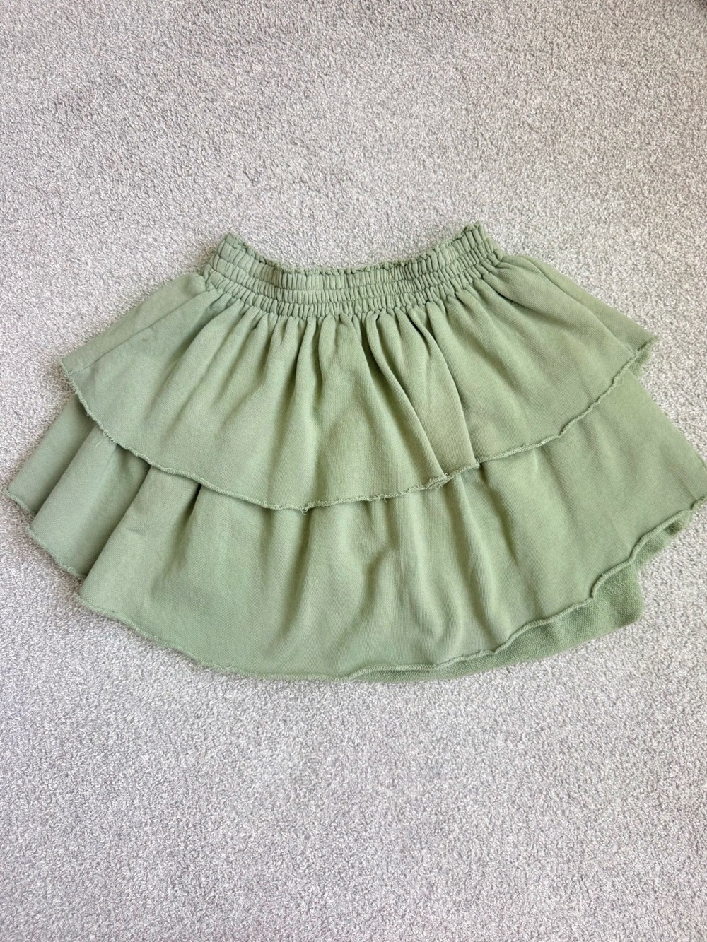 aerie Sage Green Tiered Smocked Skater Skirt